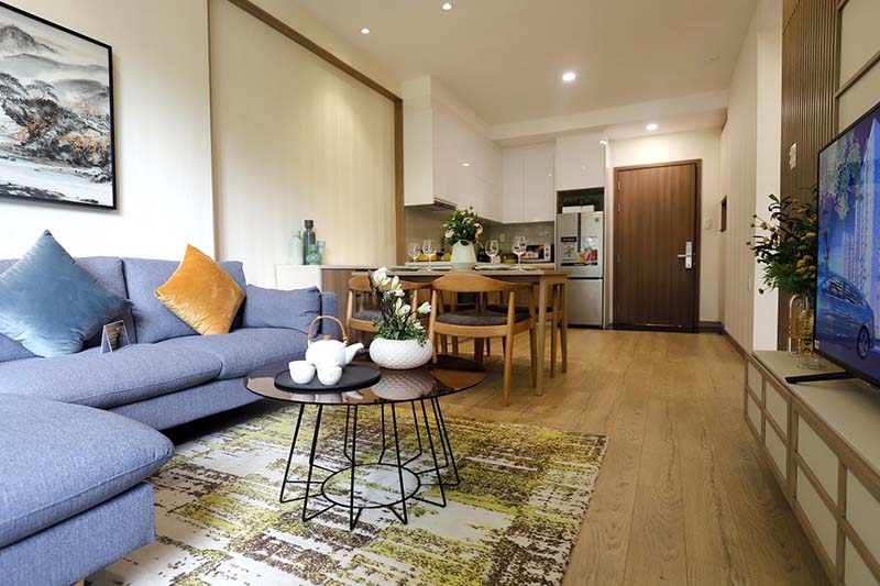phòng khách căn hộ akari city bình tần 56m2