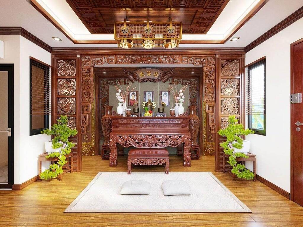 bàn thờ gia tiên đối với nhà mặt đất
